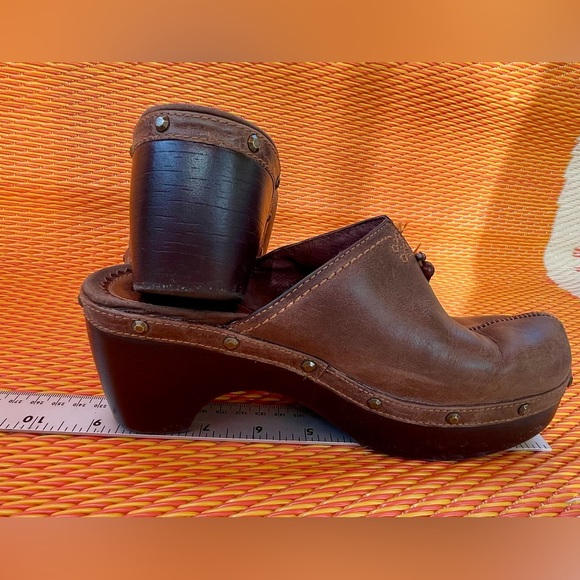 Indigo by Clarks Mules Clogs Boho Brown Leather Retro Bohemian Women's Size 6 - Picture 9 of 16